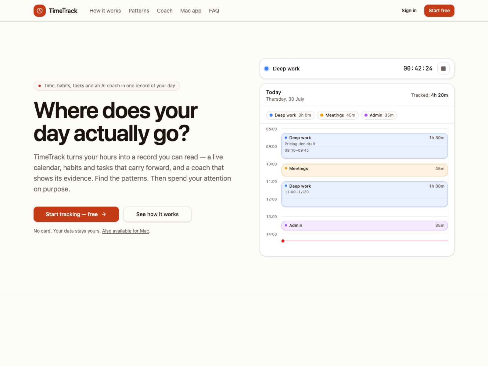 the Time Weaver landing page